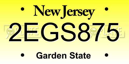 2EGS875 New Jersey License Plate