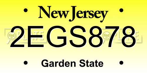 2EGS878 New Jersey License Plate