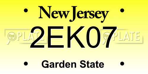2EK07 New Jersey License Plate