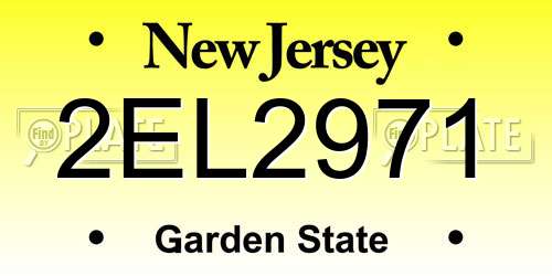 2EL2971 New Jersey License Plate