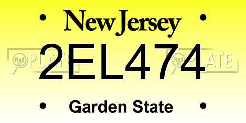 2EL474 New Jersey License Plate
