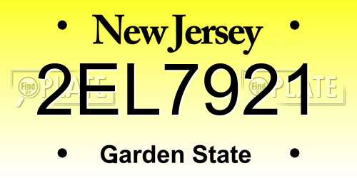 2EL7921 New Jersey License Plate