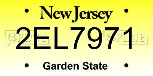 2EL7971 New Jersey License Plate