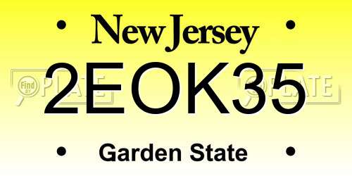 2EOK35 New Jersey License Plate