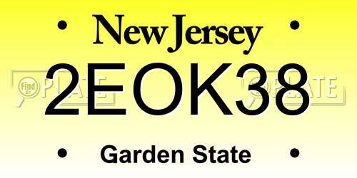 2EOK38 New Jersey License Plate