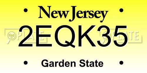 2EQK35 New Jersey License Plate