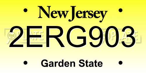 2ERG903 New Jersey License Plate