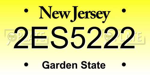 2ES5222 New Jersey License Plate
