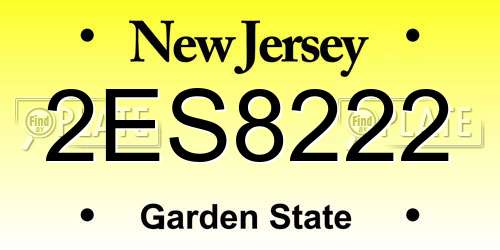 2ES8222 New Jersey License Plate