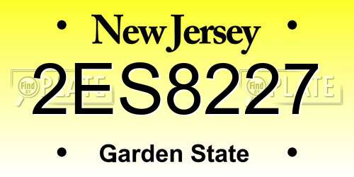 2ES8227 New Jersey License Plate