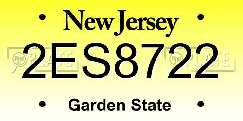 2ES8722 New Jersey License Plate