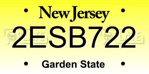 2ESB722 New Jersey License Plate
