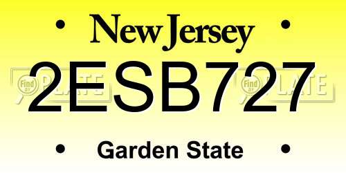2ESB727 New Jersey License Plate