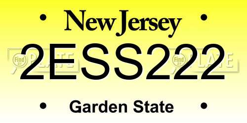 2ESS222 New Jersey License Plate