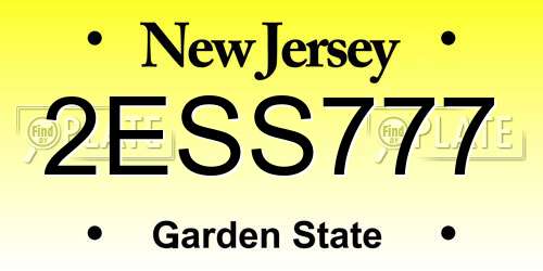 2ESS777 New Jersey License Plate