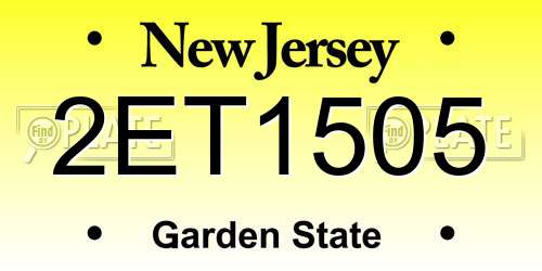 2ET1505 New Jersey License Plate