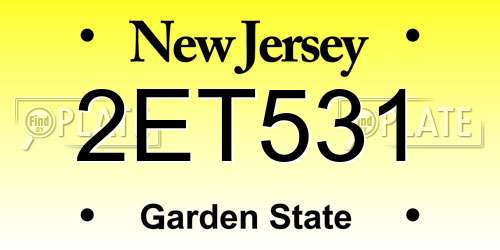 2ET531 New Jersey License Plate