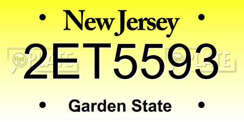 2ET5593 New Jersey License Plate