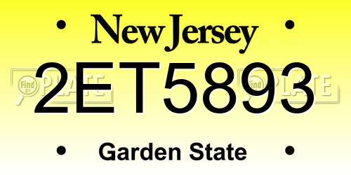 2ET5893 New Jersey License Plate