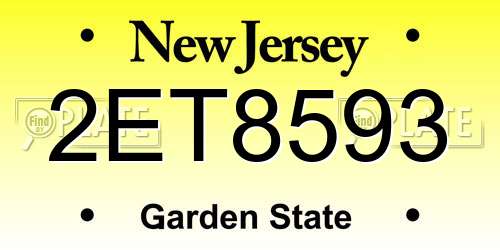 2ET8593 New Jersey License Plate