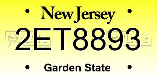 2ET8893 New Jersey License Plate