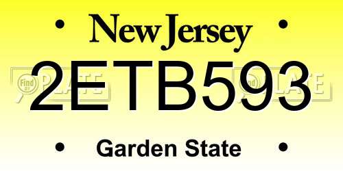 2ETB593 New Jersey License Plate