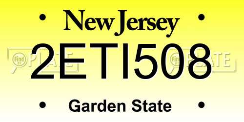 2ETI508 New Jersey License Plate
