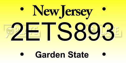 2ETS893 New Jersey License Plate