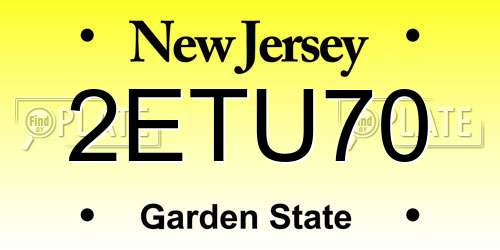 2ETU70 New Jersey License Plate