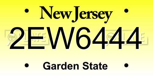 2EW6444 New Jersey License Plate