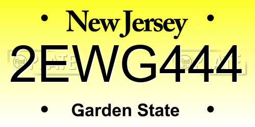 2EWG444 New Jersey License Plate