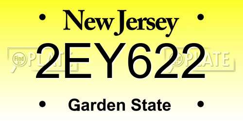 2EY622 New Jersey License Plate