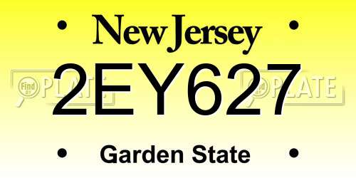 2EY627 New Jersey License Plate