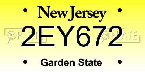 2EY672 New Jersey License Plate