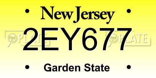 2EY677 New Jersey License Plate