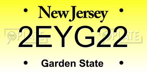 2EYG22 New Jersey License Plate