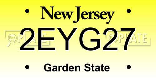 2EYG27 New Jersey License Plate