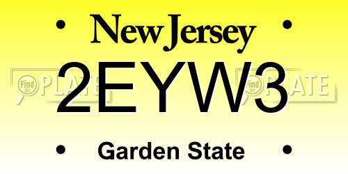 2EYW3 New Jersey License Plate
