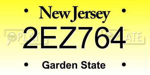 2EZ764 New Jersey License Plate