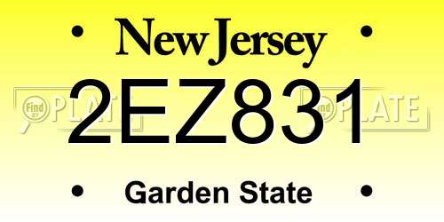 2EZ831 New Jersey License Plate