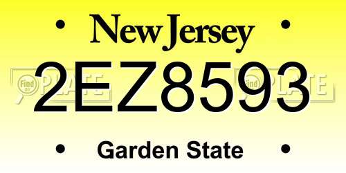 2EZ8593 New Jersey License Plate