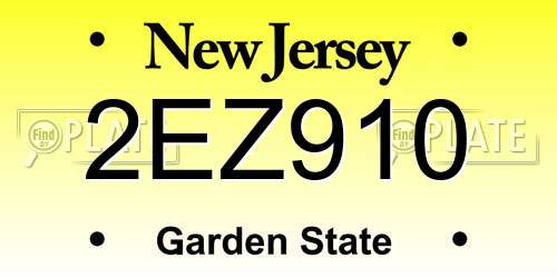 2EZ910 New Jersey License Plate
