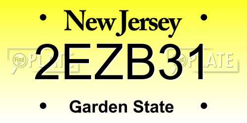 2EZB31 New Jersey License Plate