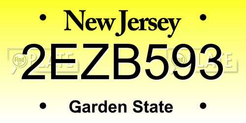 2EZB593 New Jersey License Plate