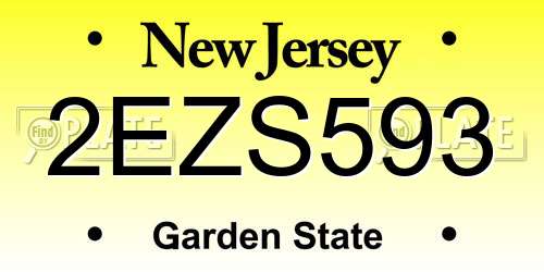 2EZS593 New Jersey License Plate