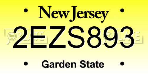 2EZS893 New Jersey License Plate