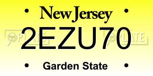 2EZU70 New Jersey License Plate