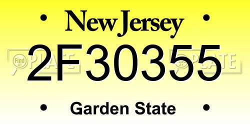 2F30355 New Jersey License Plate
