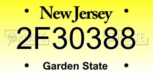 2F30388 New Jersey License Plate