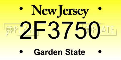 2F3750 New Jersey License Plate